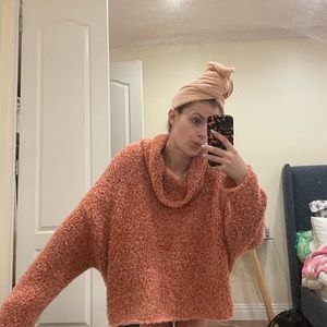 Free People Red Cowl Neck Sweater